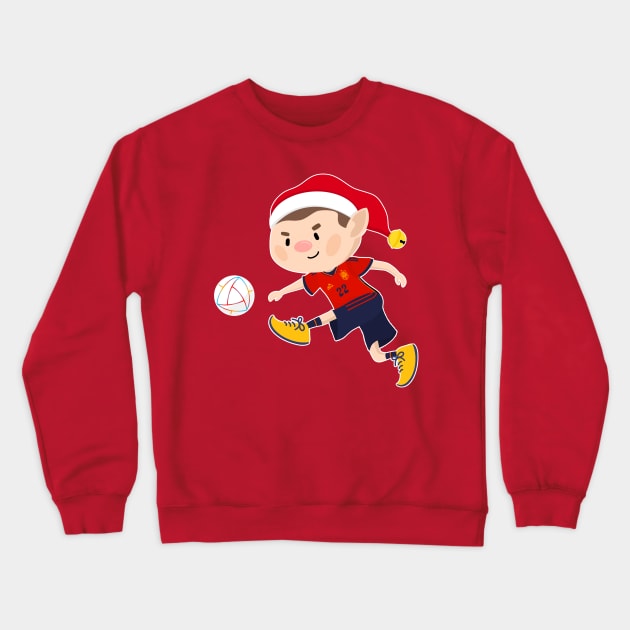 Spain football Christmas elf. Football World Cup soccer T-Shirt Crewneck Sweatshirt by abtchlr